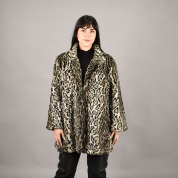 Abrigo Mujer Imitación Piel Leopardo L