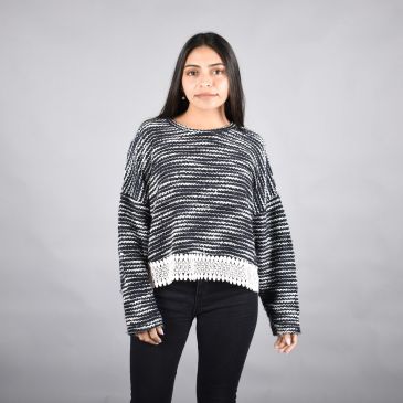 Sweater Tejido Mujer Acrílico Melange Bicolor L