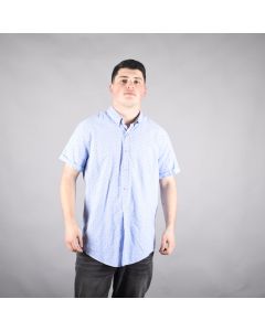 Camisa Hombre Manga Corta Zara Algodón Celeste XL